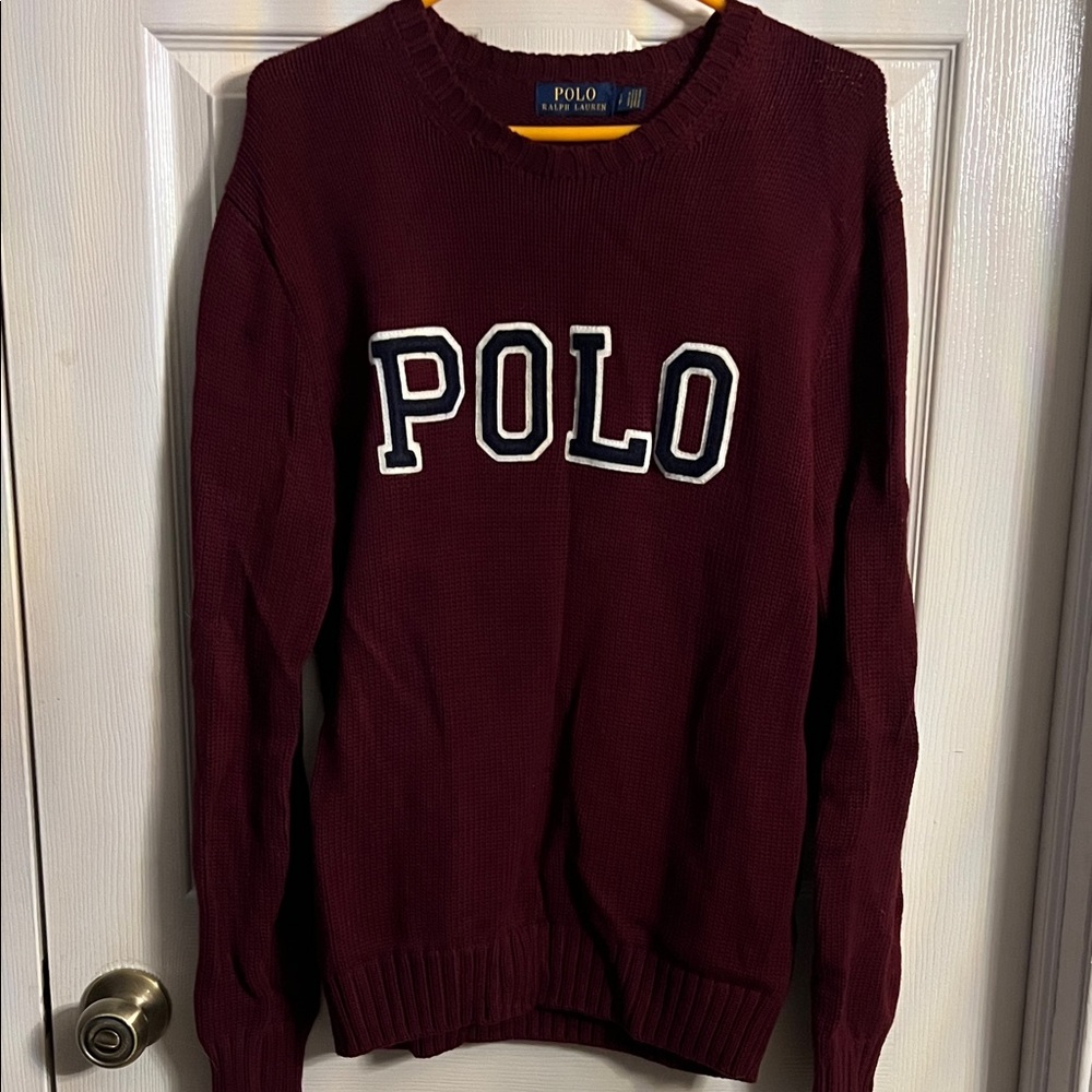 SOLD Men’s Polo Ralph Lauren Logo Maroon Crewneck Sweater- S- EUC